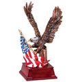 Eagle with Waving Flag Award 9 1/4" HEIGHT 5" WING SPAN